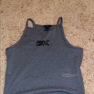 Grey dragon crop top